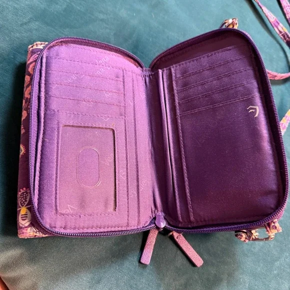 Vera Bradley Purple Paisley Crossbody Wallet Organizer Bag Lot of 3 Bundle Quilt - Picture 4 of 16
